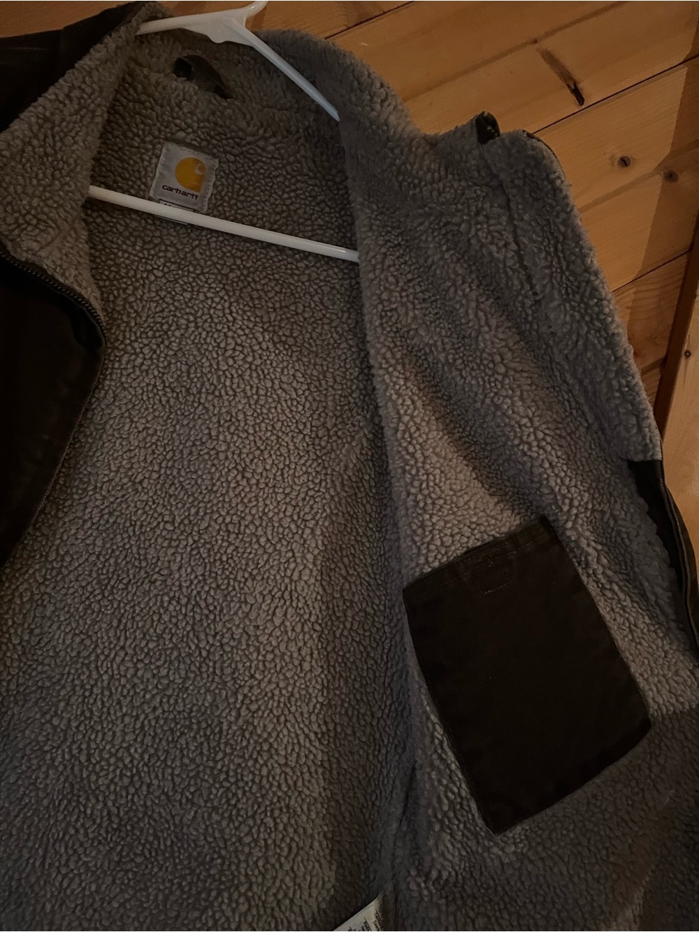 Carhartt Dark Brown Canvas Sherpa-Lined Vest - Picture 2 of 4